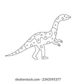 Ilustración vectorial lineal dibujada a mano del dinosaurio plateosauro