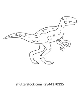 Hand drawn linear vector illustration of velociraptor