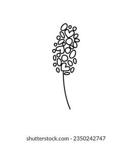 Hand drawn linear vector illustration of a flower