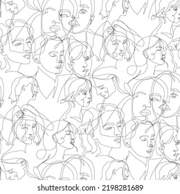 Caras lineales dibujadas a mano. Un retrato de mujer de línea continua. Minimalismo y sencillez. 