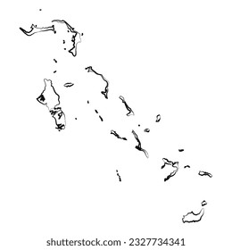 Hand Drawn Lined Bahamas Simple Map Drawing, can be used for business designs, presentation designs or any suitable designs.