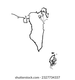 Hand Drawn Lined Bahrain Simple Map Drawing, can be used for business designs, presentation designs or any suitable designs.