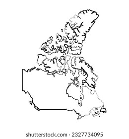 Hand Drawn Lined Canada Simple Map Drawing, can be used for business designs, presentation designs or any suitable designs.