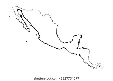 Hand Drawn Lined Central America Simple Map Drawing, can be used for business designs, presentation designs or any suitable designs.