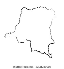 Hand Drawn Lined Democratic Republic of the Congo Simple Map Drawing, can be used for business designs, presentation designs or any suitable designs.
