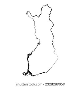 Handgezeichnete Leinwand Finnland Einfache Kartenzeichnung, kann für Geschäftsdesigns, Präsentationen oder alle geeigneten Designs verwendet werden.