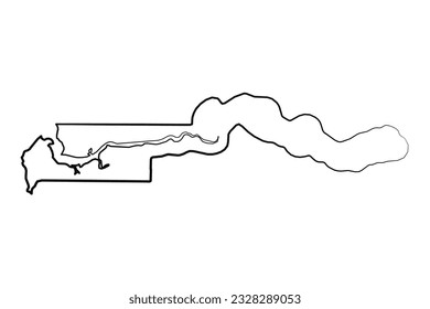 Dibujo de Mapa Simple de Gambia Dotado de Mano, puede ser utilizado para diseños de negocios, presentaciones o cualquier diseño adecuado.