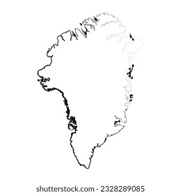 Hand Drawn Lined Greenland Simple Map Drawing, can be used for business designs, presentation designs or any suitable designs.