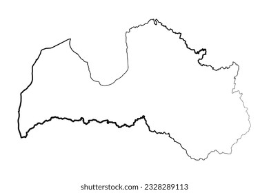 Hand Drawn Lined Latvia Simple Map Drawing, can be used for business designs, presentation designs or any suitable designs.