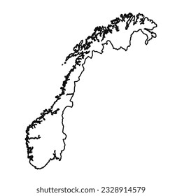 Handgezeichnetes Reißbrett mit norwegischer Einfache Kartenzeichnung, kann für Geschäftsdesigns, Präsentationen oder alle geeigneten Designs verwendet werden.
