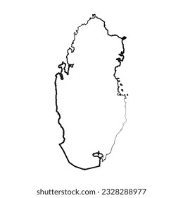 Dibujo de Mapa Simple de Qatar Dotado de Mano, puede ser utilizado para diseños de negocios, diseños de presentaciones o cualquier diseño adecuado.