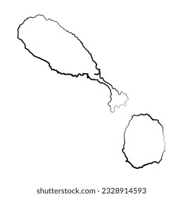 Hand Drawn Lined  Saint Kitts and Nevis Simple Map Drawing, can be used for business designs, presentation designs or any suitable designs.