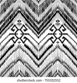Hand drawn lines, abstract backdrop, ethic doodle pattern. Geometric border. Lingerie embroidery elements. Zigzag boho style design for paper, card, cover, fabric, cloth