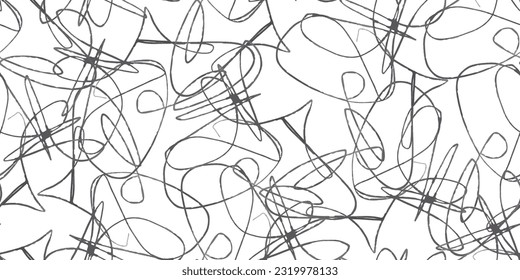 Hand drawn lines. Abstract line pattern  simple seamless, endless pattern.Technology background. black and white background