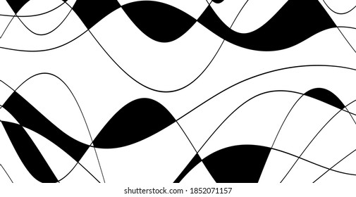 Hand drawn lines. Abstract pattern wave simple seamless, smooth pattern, web design, greeting card, textile, Technology background, Eps 10 vector illustration