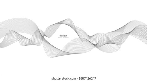 Hand drawn lines. Abstract wavy stripes on a white background isolated. Wave line art, Curved smooth design. Vector illustration EPS 10.