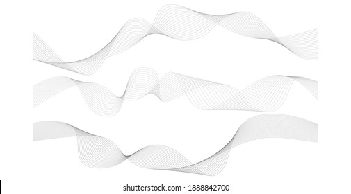 Hand drawn lines. Abstract wavy stripes on a white background isolated. Wave line art, Curved smooth design. Vector illustration EPS 10.