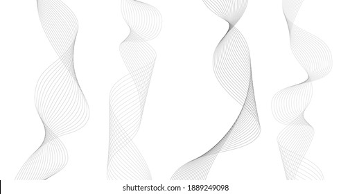 Hand drawn lines. Abstract wavy stripes on a white background isolated. Wave line art, Curved smooth design. Vector illustration EPS 10.