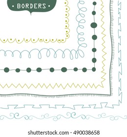 hand drawn lines borders set. vector design elements