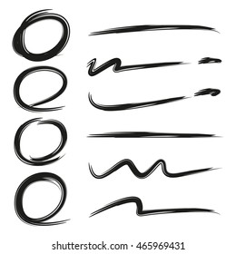 hand drawn lines, brush lines, underlines for marking text