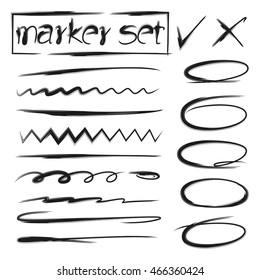 hand drawn lines, circles for marking text