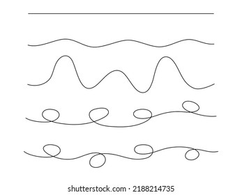 Colección de líneas dibujadas a mano. Conjunto de líneas de onda horizontal. Vector aislado en blanco.
