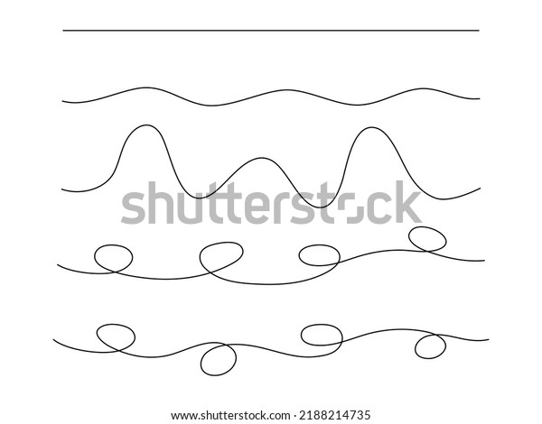 Hand drawn lines collection. Horizontal wave\
line set. Vector isolated on\
white.