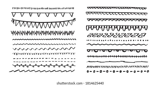 Hand drawn lines, dividers. Vector doodle design elements. 