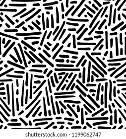 Hand drawn lines and dots tribal pattern. Vector background design in black and white. 