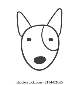 Hand drawn lines. The face of an adorable Bull Terrier puppy.