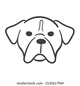 Hand drawn lines. The face of an adorable Boxer puppy.