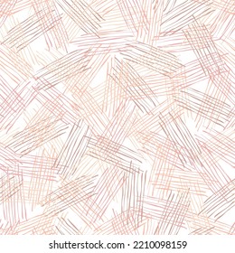 Hand drawn lines with a marker pen. Vector doodle seamless pattern in flesh color. Wave scribble lines. Repeat background for fabric, wrapping, card, scrapbooking or wallpaper.