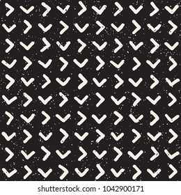 Hand drawn lines seamless grungy pattern. Abstract geometric repeating tile texture in black and white.