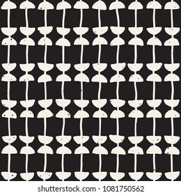 Hand drawn lines seamless grungy pattern. Abstract geometric repeating tile texture in black and white.