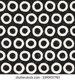 Hand drawn lines seamless grungy pattern. Abstract geometric repeating tile texture in black and white.