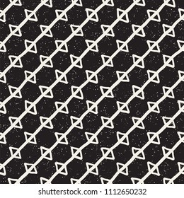 Hand drawn lines seamless grungy pattern. Abstract geometric repeating tile texture in black and white.