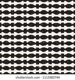 Hand drawn lines seamless grungy pattern. Abstract geometric repeating tile texture in black and white.