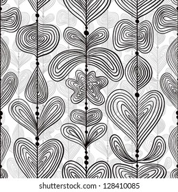 Hand drawn lines seamless pattern, vector background.