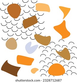 Hand drawn lines and shapes vector pattern