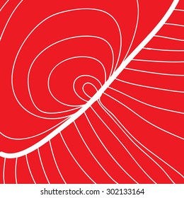 Hand drawn lines and strokes isolated on red background