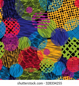 Hand drawn lines textures grunge style seamless pattern, vector hand drawn background.