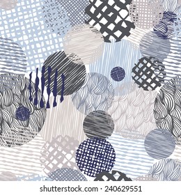 Hand drawn lines textures messy seamless pattern, vector hand drawn background.