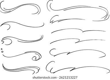 Líneas dibujadas a mano bajo letras Subrayar conjunto Vector