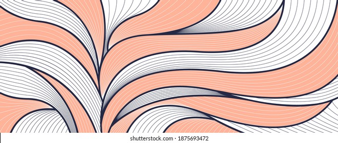 Hand drawn lines wave background. texture for print, fabric, packaging design, invite. Vintage vector illustration.