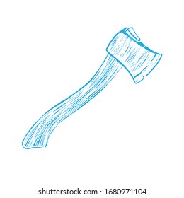 Hand drawn Linocut Craft Vector Illustration. T-shirt print with a ax
