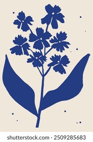 Hand drawn linocut floral. Trendy vector illustration.