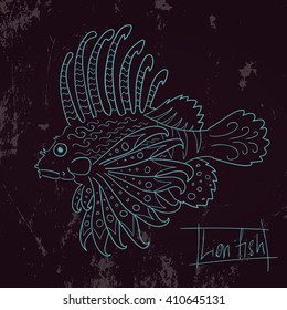 Hand drawn lion fish logo
