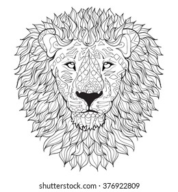 Hand Drawn Lion Head Isolated On Stock Vector (Royalty Free) 376922809 ...