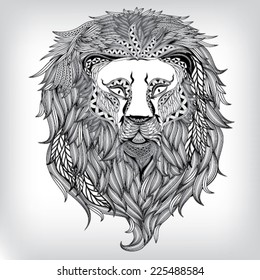 Hand Drawn Lion Illustration Vector Background Stock Vector (Royalty ...