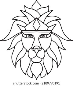 Hand drawn lion line art tattoo coloring page  for kids